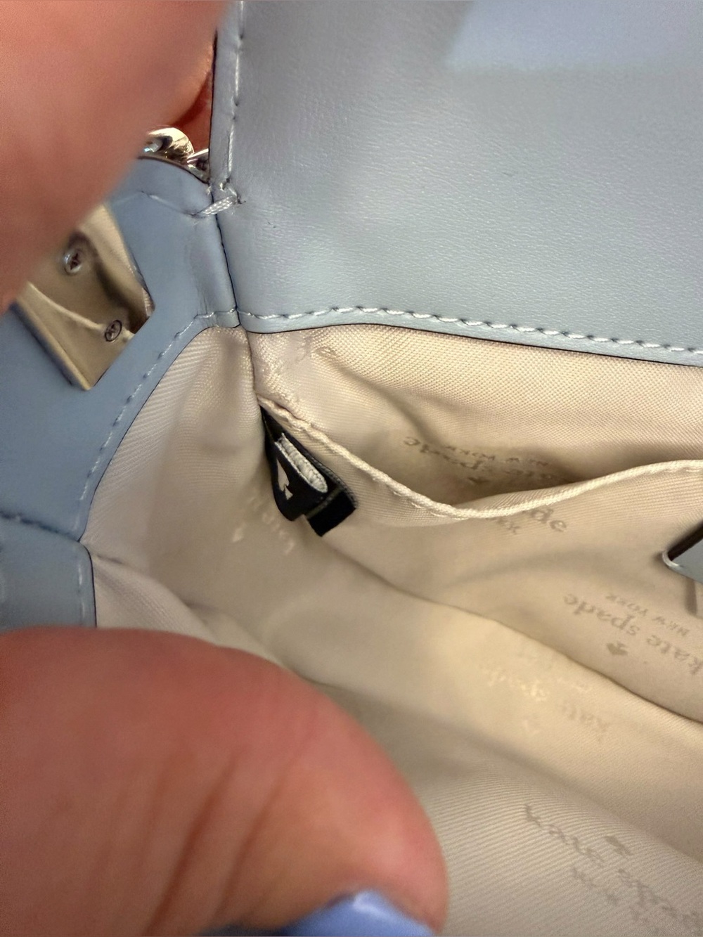 Kate Spade Krista Denim Chain Crossbody Bag Blue Silver NWOT - Picture 8 of 8
